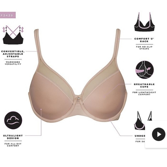 BALI BEIGE SMOOTH U ULTRA LIGHT UNDERWIRE BRA - Picture 2 of 12